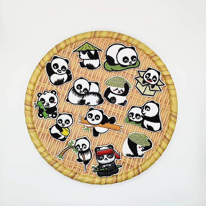 

Panda embroidery patches, hot stamping stickers, DIY crafts, accessories, cartoon animal fabrics, versatile stickers