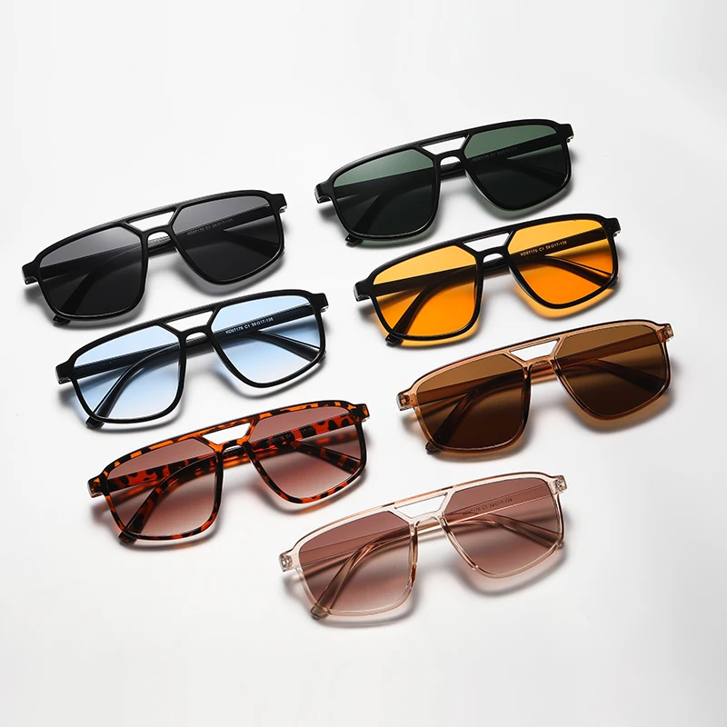 Vintage Small Frame Double Bridge Sun Glasses Square Sunglasses Women Men Fashion Luxury Brand Female Brand Trendy Eyewear