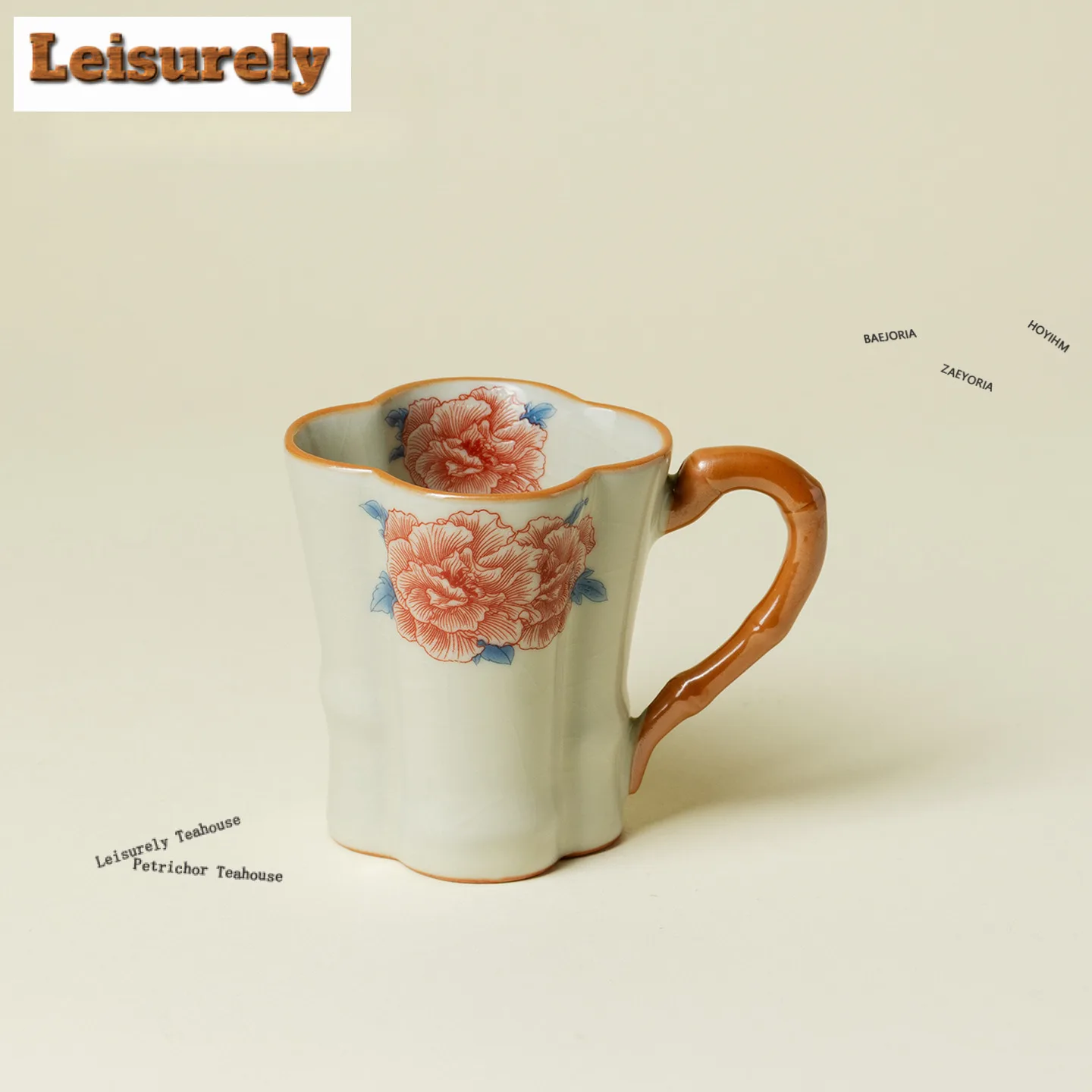 Taza de Té de 100ml de Cerámica Ru Kiln Hibiscus Mutabilis, Taza Antigua para Degustación de Té, Taza de Fragancia, Tazas Maestras Chazhan, Set de Té Chino