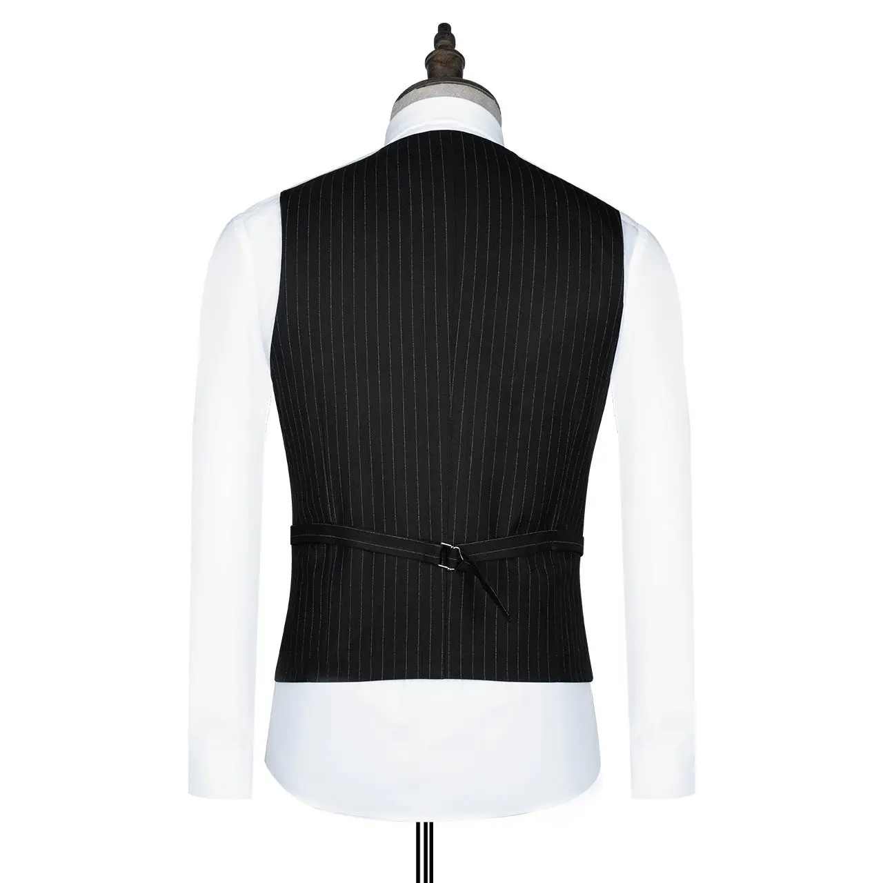 

Business Y956974 Men's White Collar Gentleman Suit Black Striped Groom Suit Vest Dress