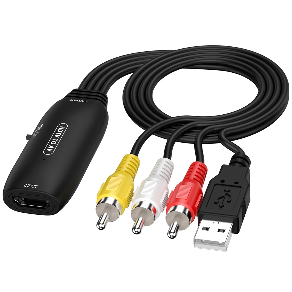 HDMI-เข้ากันได้กับ RCA Converter 1080P HDMI-เข้ากันได้กับ AV 3RCA CVBs Composite Video Audio Converter รองรับ PAL/NTSC