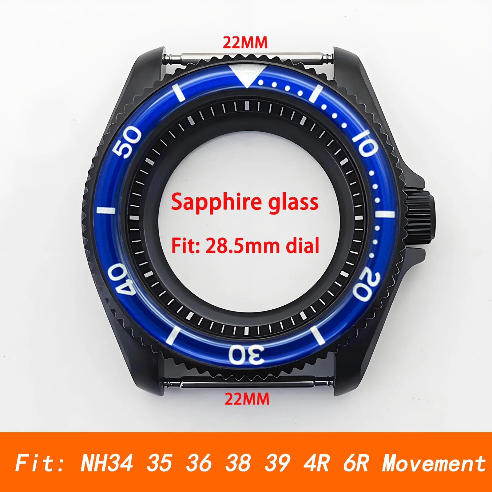 

Mod Black SKX007 Case NH35 Case Crown 3.0 Resin Insert Sapphire Crystal Glass Stainless Steel Watch Case