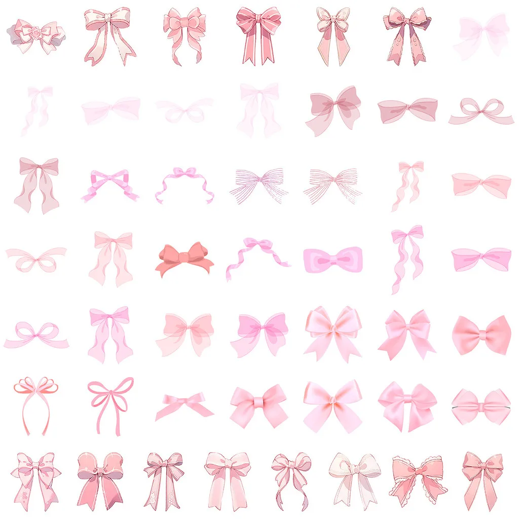 50PCS Cute Pink Bow Graffiti Stickers - Waterproof Decor for Luggage, Water Cup & More RecordingYourLife Store