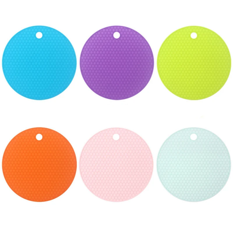 Round Heat Resistant Silicone Mat Drink Cup Placemat Kitchen Accessories Coasters Non-slip Pot Holder Table Durable Rubber Pads