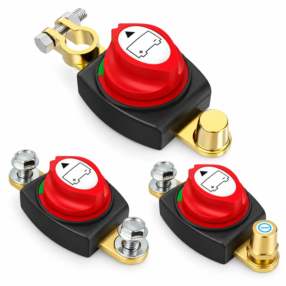 12-48V Top Post Pillar Battery Disconnect Switch, Used as a Disconnect Isolator (Negative Pole, On/Off) for Cars, RVs, Boats