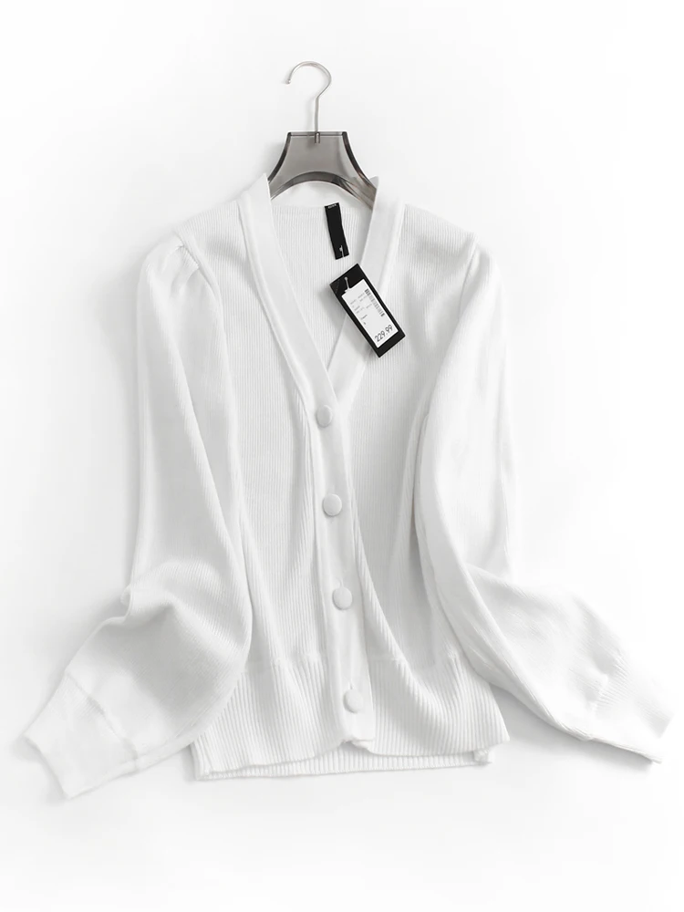 

Slim Fit V Ne Bubble Sve Long Sve Knitted Open Cardigan Women's Sweater Pure Color Autumn New Sle G343 Faionable ...