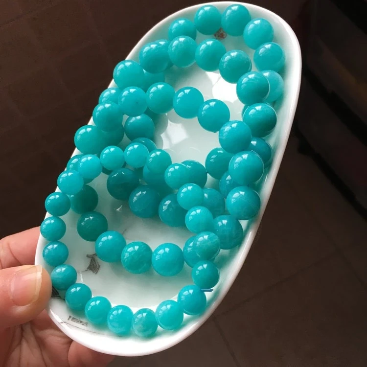 Natural Green Amazonite Round Beads Bracelet Women Men Gemstone Amazonite Mozambique Best Jewelry 8mm 9mm 10mm 11mm AAAAA