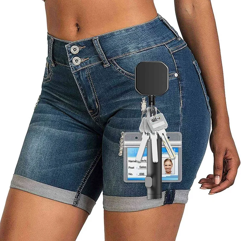 BAAY 3X Heavy Duty Metal Retractable Carabiner Keychain Belt Badge Reels Clip 28.3Inch Reinforced Steel Wire Cord