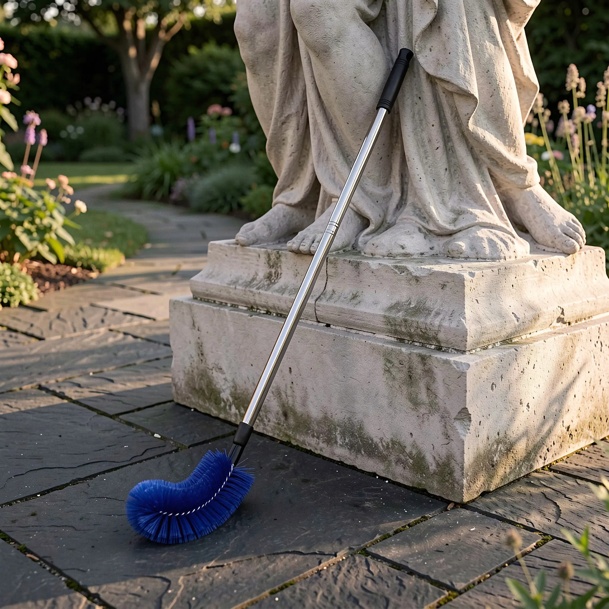 40.55 Long Outdoor Fountain Scrubbing Brush Hard Bristle Heavy Duty Replacement Curved Scrub Brush Long Handle Large Limescale