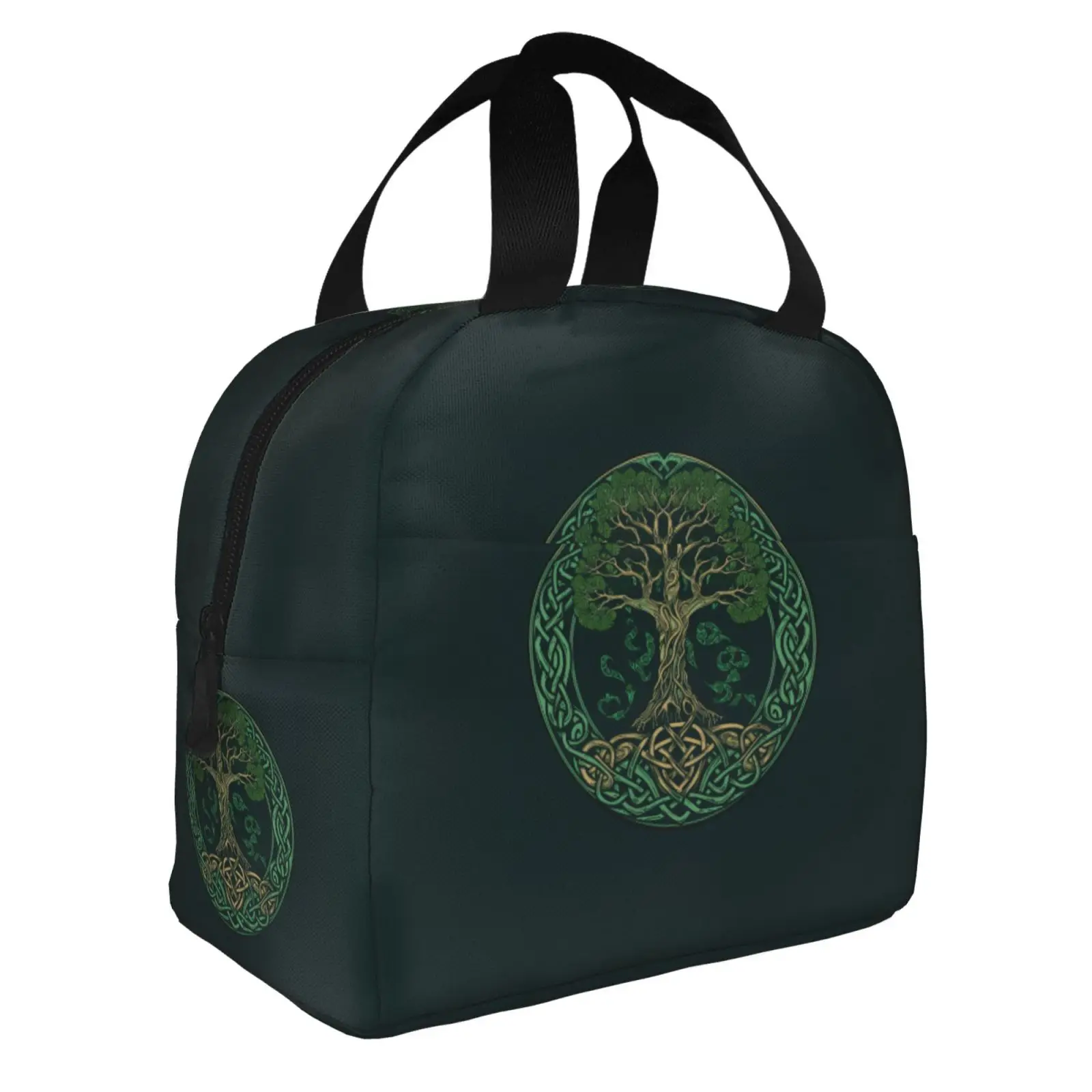 Tree of Life Celtic Print Lunch Bag for Girls Funny Lunch Box Fun Picnic Cooler Bag Portable Zipper Oxford Thermal Lunch Bags