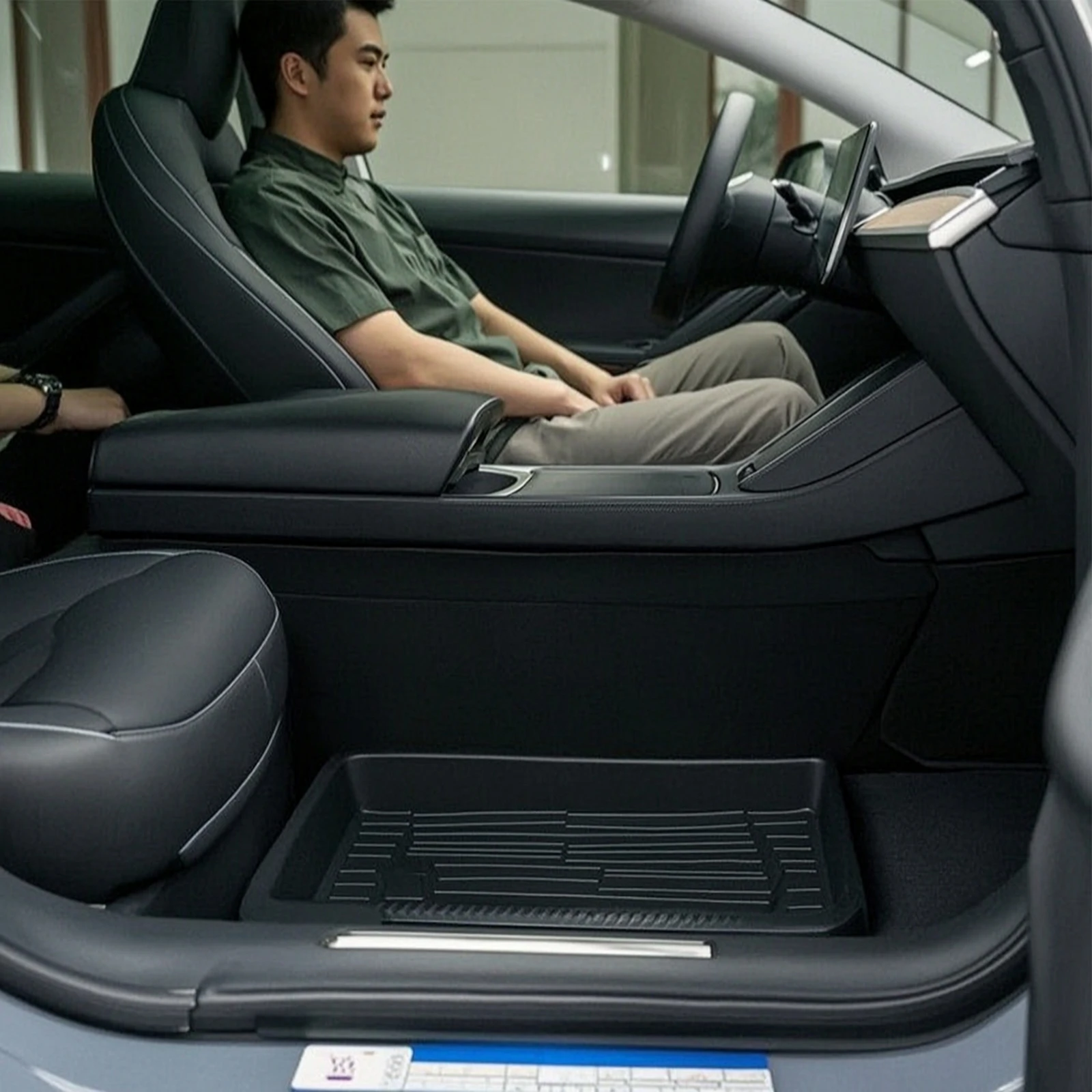 Under-Seat Storage Box with Cover Waterproof Under Seat Storage Box Car Organizer Tray with Lid Space-Saving Container Compact