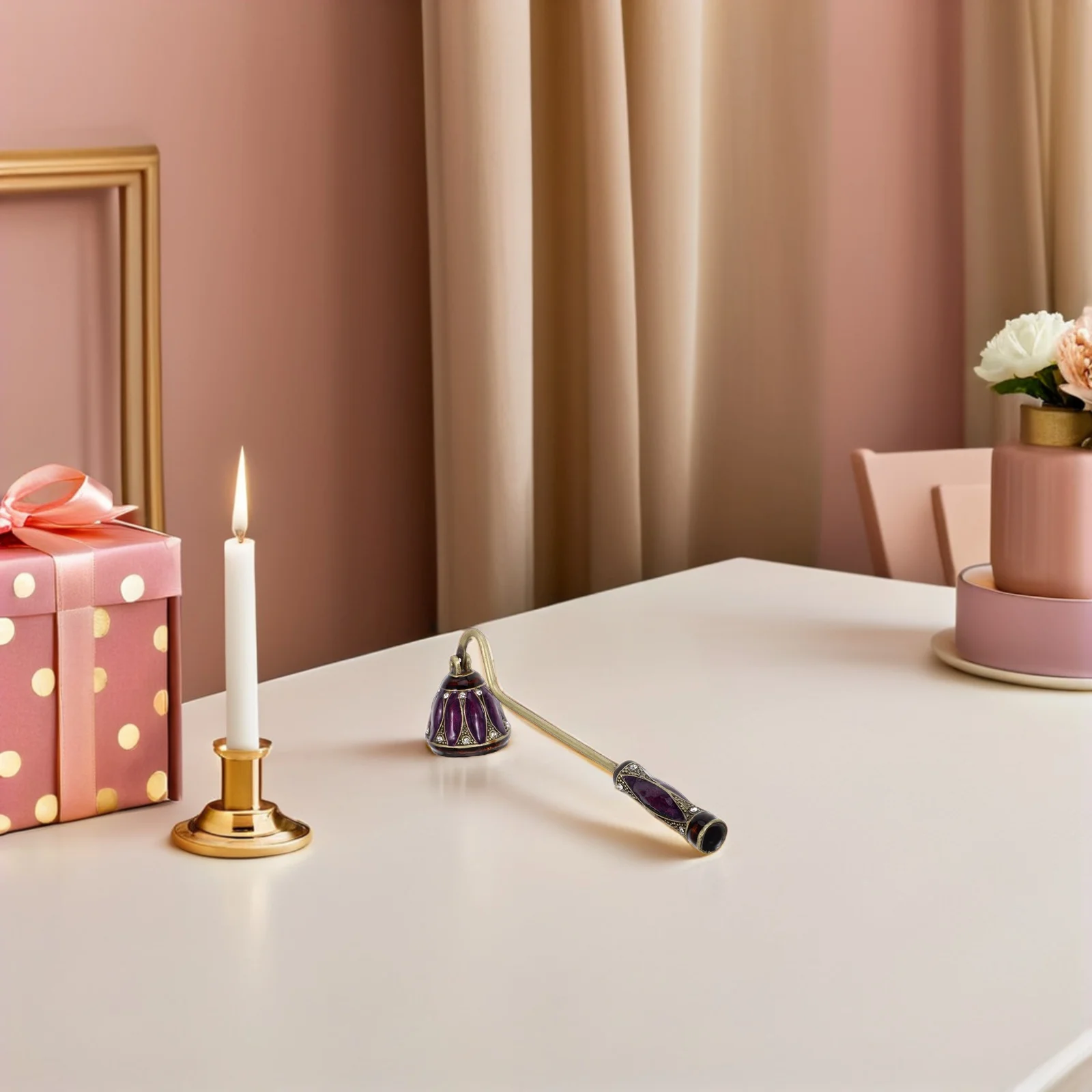 

Vintage Snuffer Retro Wick Extinguisher Long Handle Metal Flame Out Tool For Safe Care Aroma Preservation