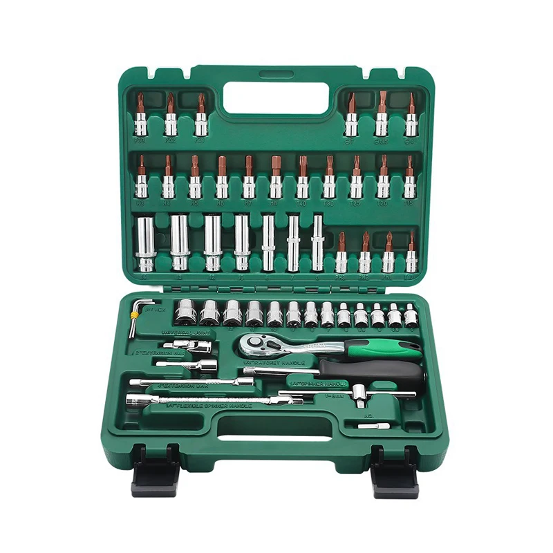 

53pcs Socket Set Ratchet Wrench Cr v Manufacturer Hand Tools Set 1/4 Car Repair Tool Box