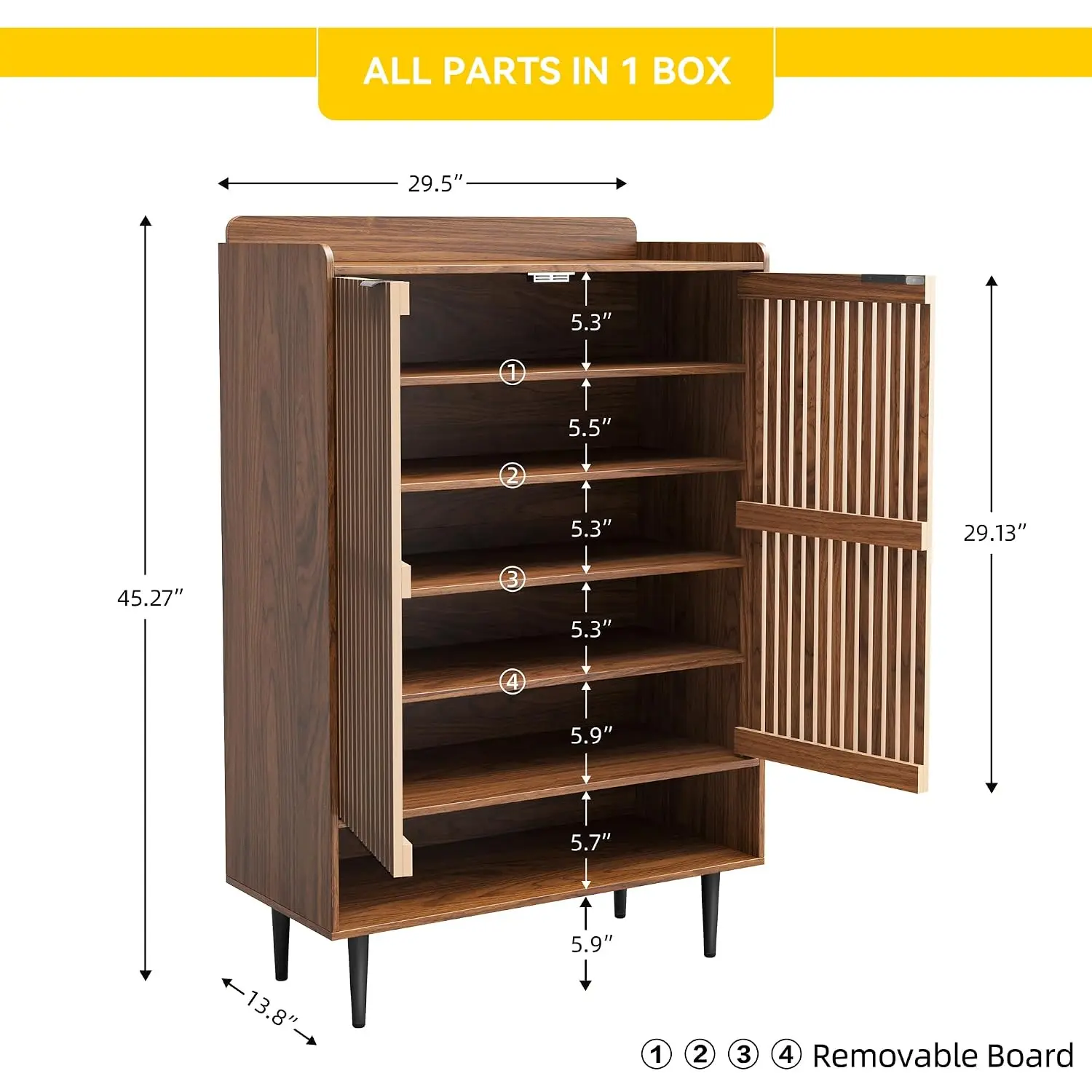Shoe Cabinet with 2 Doors for Entryway, 21 Pairs Wooden Shoe Storage Cabinet with Adjustable Shelves, Farmhouse, Customized
