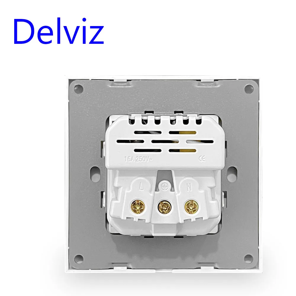 Delviz EU French Type Power Socket, AC110-250V, No Logo, 16A Wall Embedded Electric Plug Outlet, Type C Charging USB Wall Socket