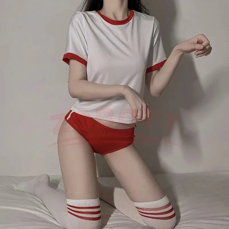 

2025Anime Girl Student Gymnastics Gym Outfit Cheerleader Uniform Costume School Girl Sports Sukumizu Cosplay Mini Skirt