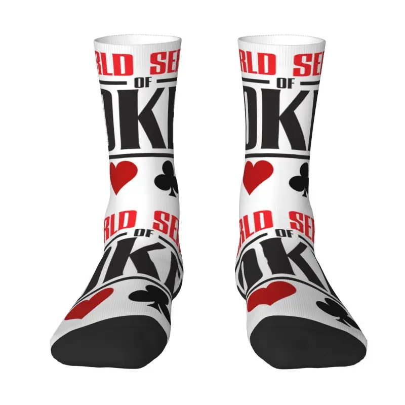 Novelty Print World Series Of Poker Socks for Men Women Stretchy Summer Autumn Winter Crew Socks