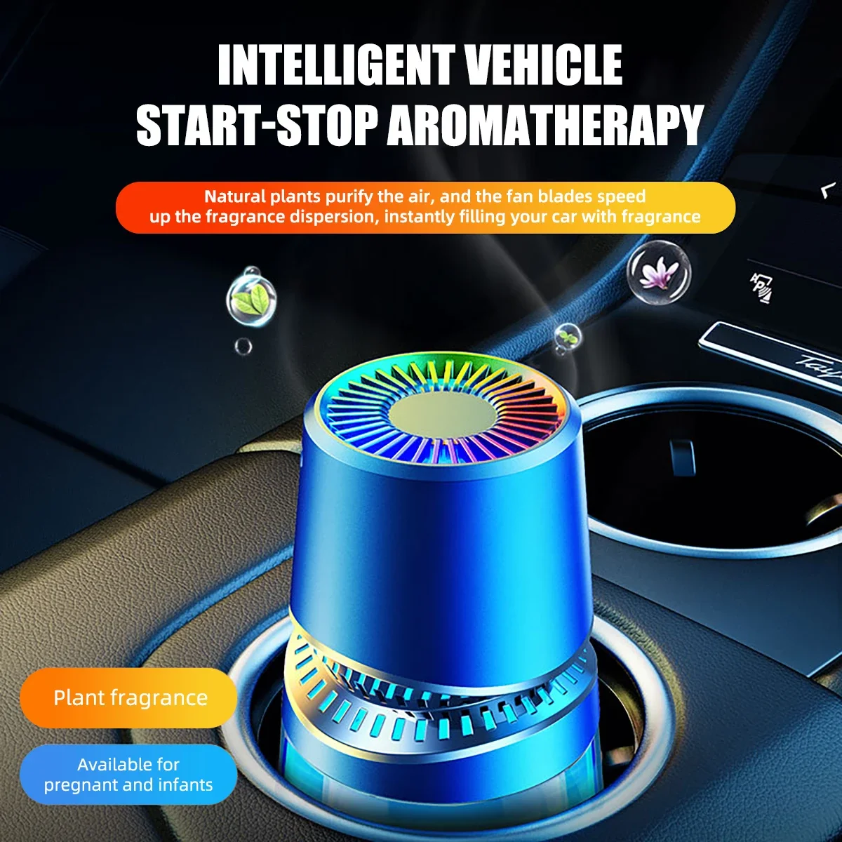 For Car Intelligent Aromatherapy Diffuser Essential Oil Dashboard Ornament Remove Odor Air Freshener Machine