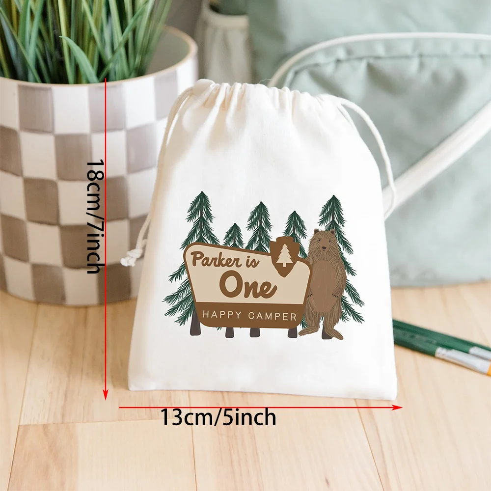 Personalized 4Pcs One Happy Camper Favor Bags Baby Shower Gift Camp Party Theme Birthday Party Guests Favors Newborn Keepsake