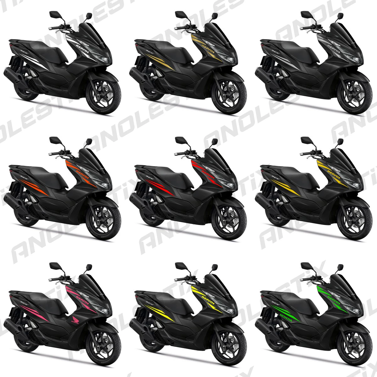 AnoleStix Reflective Motorcycle Body Waterproof Decoration Stickers Fuel Tank Pads Fairing Frosted Decals For Honda PCX 125 150