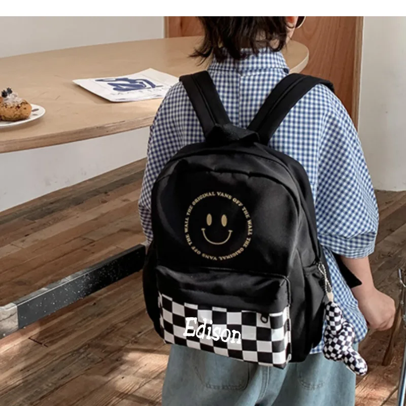 Embroidery Name Backpack Lightweight Backpack Wholesale New Color Contrast Small Fresh Student School Bag