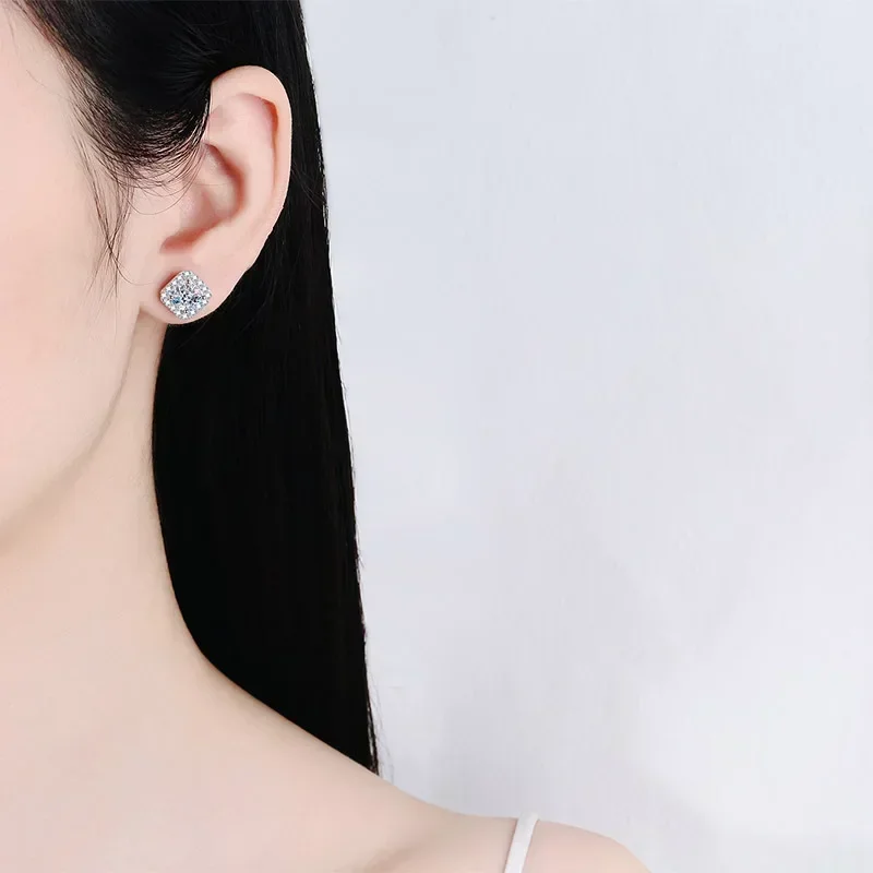 

Сверкающие женские серьги-гвоздики с муассанитом и бриллиантами 1/2 карата, изысканные серьги платины Pt950, белое золото, свадебные украшения, подарок