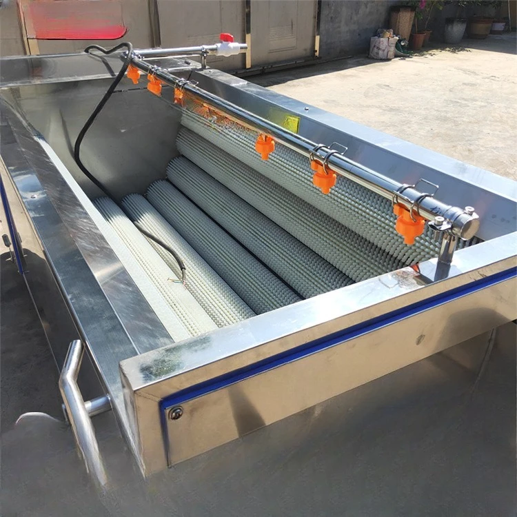 Large, sweet potato peeling cleaning machine,  bristle roller peeling, fully automatic