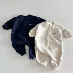 Pelele de manga larga para bebé recién nacido, mono informal de algodón con letras, ropa versátil de 0 a 24 meses, novedad de primavera 2024