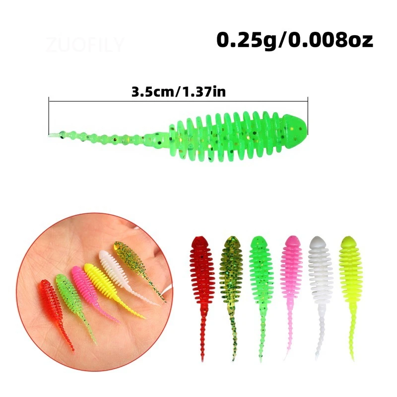 30 قطعة مضيئة صغيرة الجذر الصيد السحر مجموعة سويم TPE الطعم الناعم 35 مللي متر 0.24 جرام إبرة الذيل مايكرو دودة تيار بيونيكس الشرغوف الطعوم #2