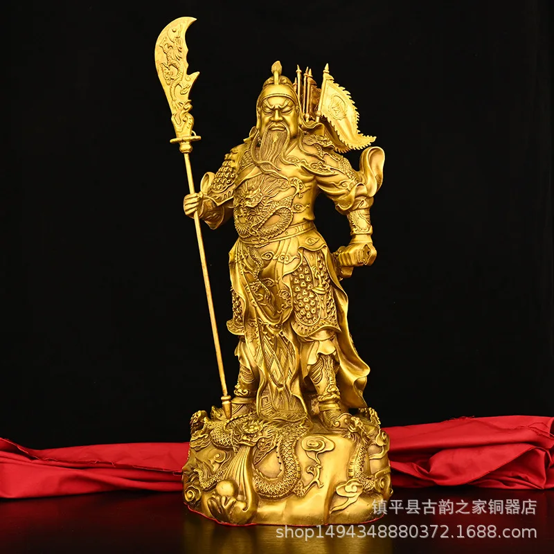 Bronze Figurine Nine Dragon Holding Treasure Gong with Five Flags for Home Office Store Decoration Guan Er Ye