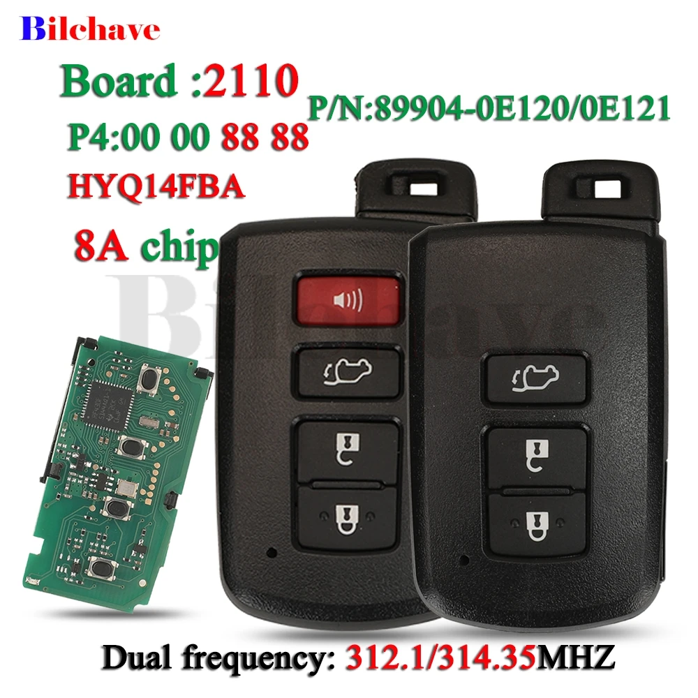 

JYQ Dual 312/314Mhz HYQ14FBA For Toyota Highlander 2014-2019 Sequoia 2020 P4：88 281451-0020/2110 Smart Car Remote Key Fob AG