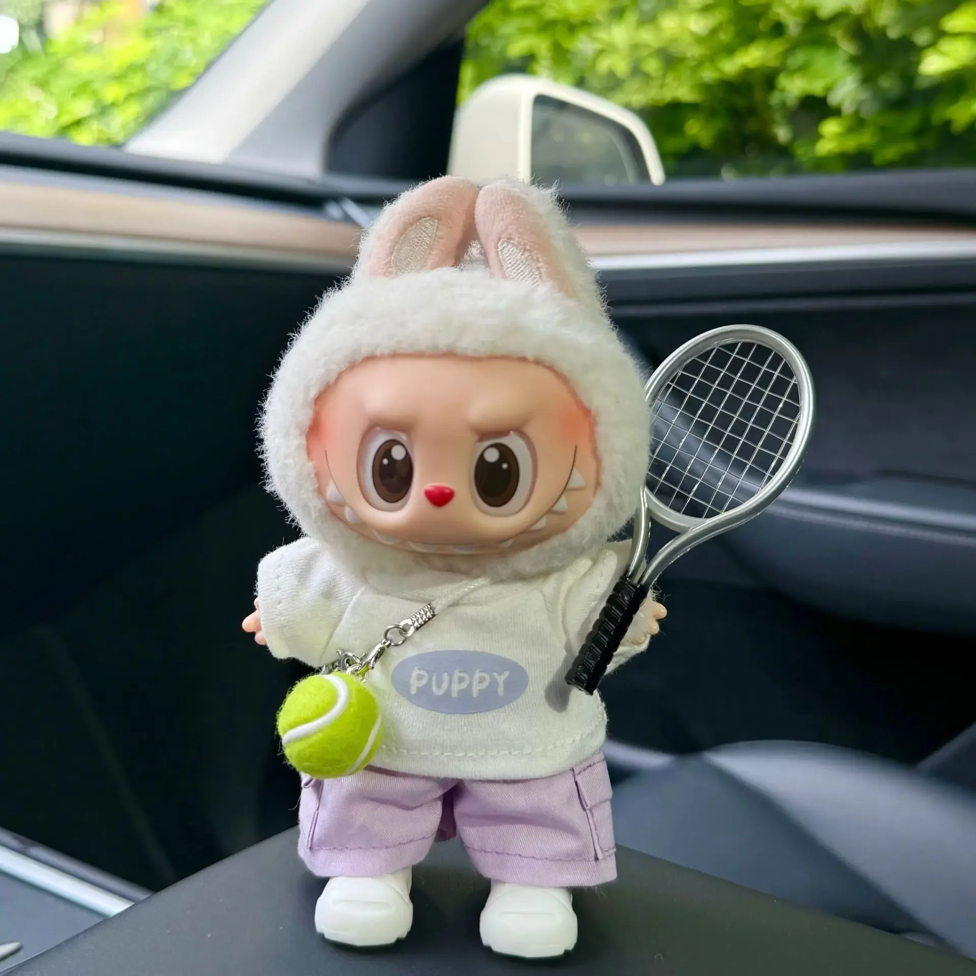 For Cute Labubu Bunny Doll Accessories with Knitted Clothes Labubu Tennis Sports Set Sweater for LABUBU Toy Collectors Clothes