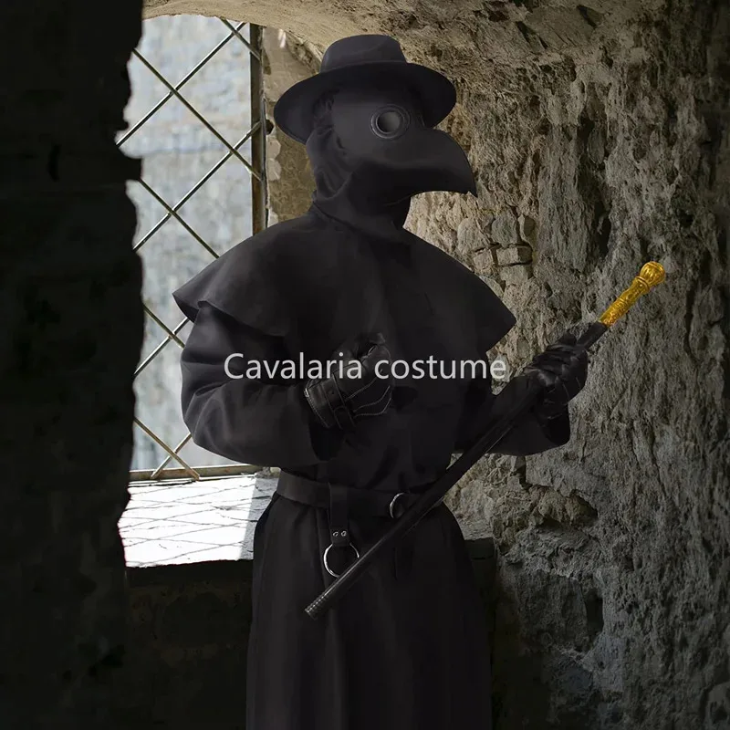 

2025 New Plague Doctor Cosplay Costume Adult Medieval Hooded Robe Steampunk Bird Beak Mask Halloween Carnival Party Outfits ❤ ❤