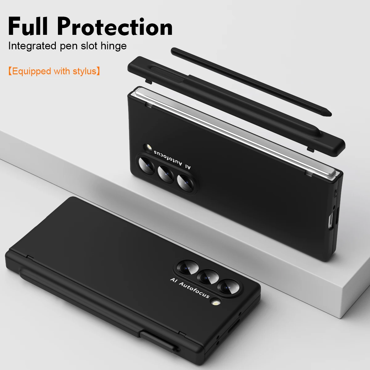 For Samsung Galaxy Z Fold 6 5 4 3 Case Skin Friendly Matte Folding Hinge Optional Pen Slot with Tempered Film Shockproof Cover image 3