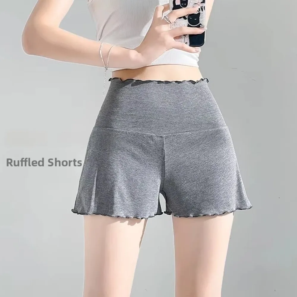 Comfortable Thin High Waist Shorts Cotton Thin Bottoming Bottoming Pants Lightweight Loose Knitted Wide Leg Shorts For Women