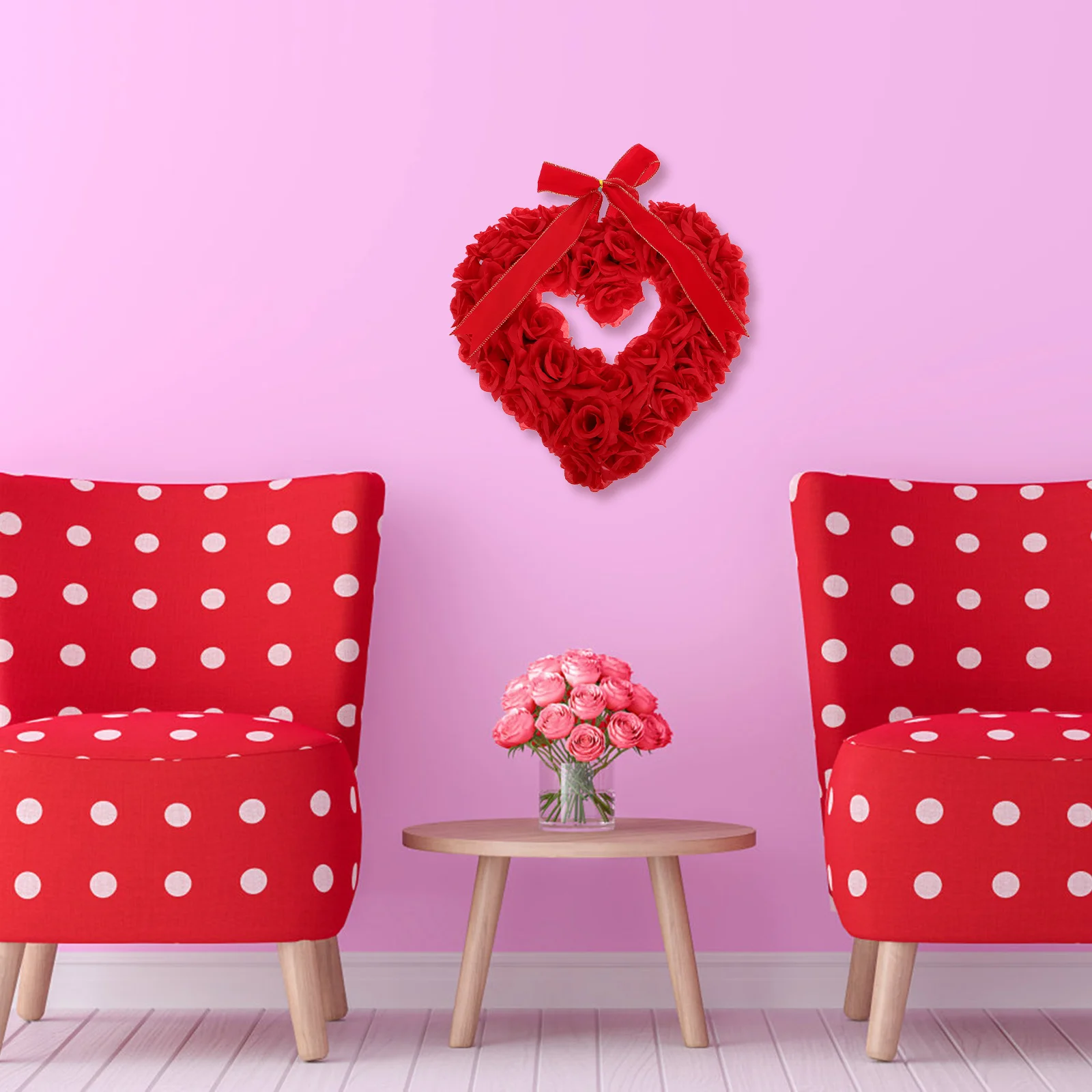 

Heart Shape Hanging Pendant Valentines Decorations Flower Wreath for Anniversary Shaped Decors Love-heart Garlands Heart-shaped