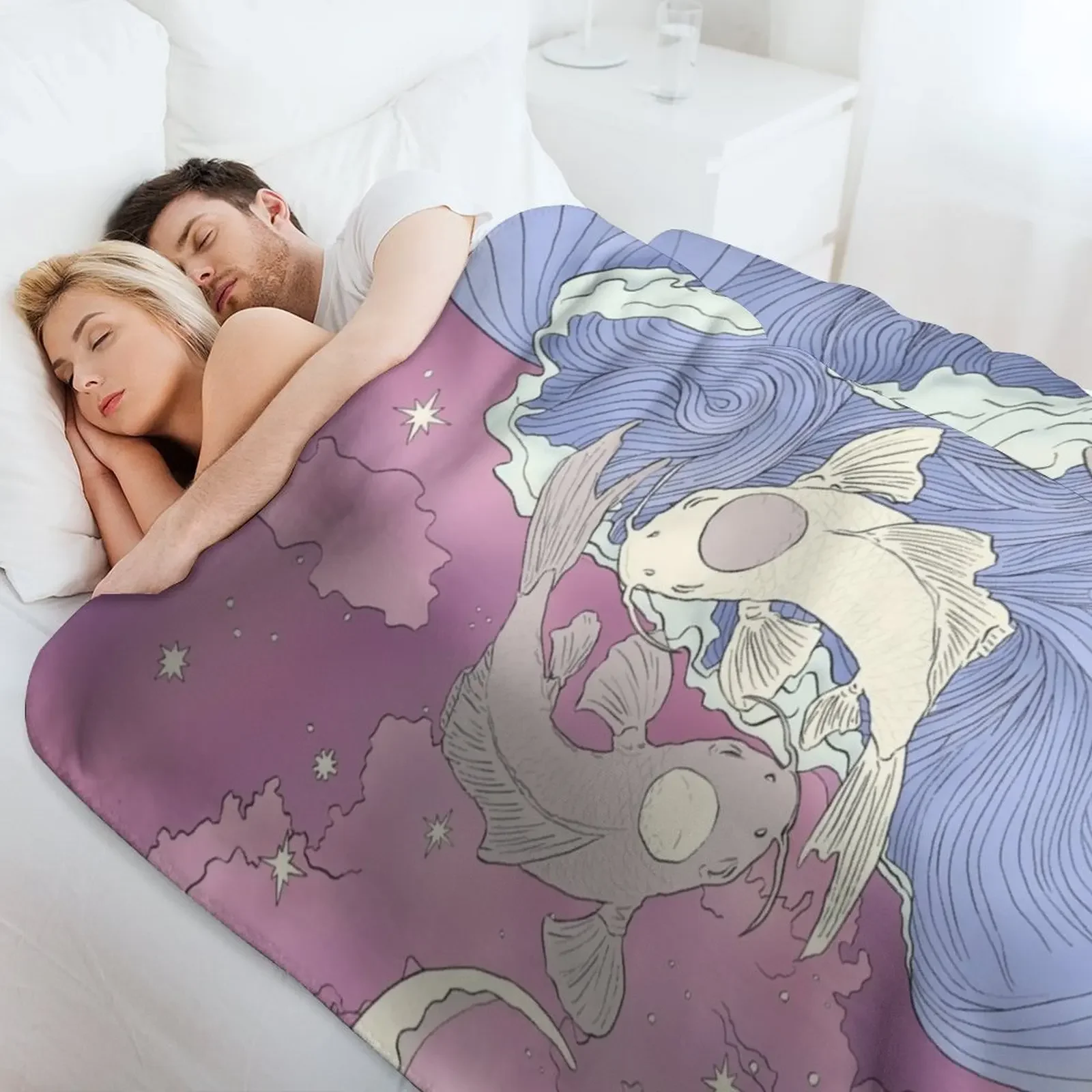 توي ولا، القمر والمحيط الأرواح الفن الحديث رمي بطانية هدايا عيد الميلاد شعر اضافية كبيرة رمي منقوشة على أريكة بطانية #4