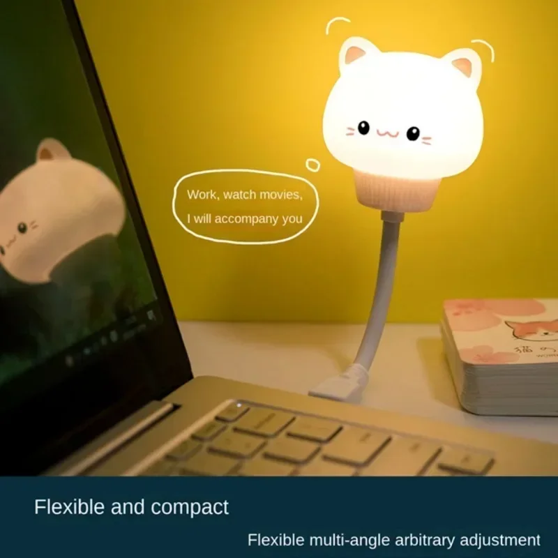 LED Eye-care Cartoon Night Light USB Cute Rabbit Cat Book lamps Mobile Power Children's Bedroom Decorative Light Christmas Gift