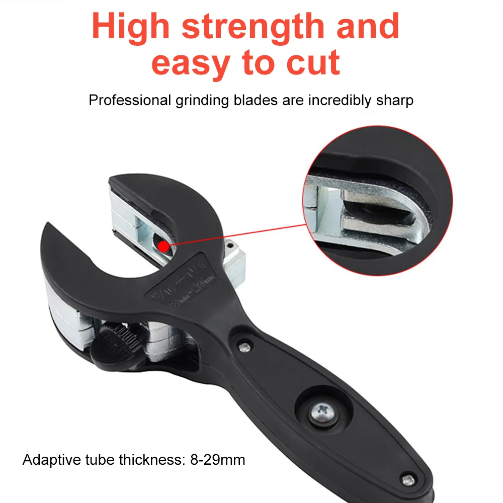 Heavy Duty Ratchet Pipe Cutter - Adjustable Alloy Hose Cutting Tool for PVC, Copper, Rubber Pipes - Ergonomic Handle for Easy Us