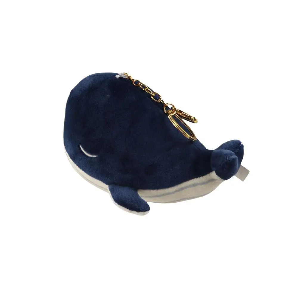 Kawaii PP Cotton Plush Whale Keychain Fluffy Collection Animal Whale Small Pendant Ins Simulation Whale Plush Toy Birthday Gift