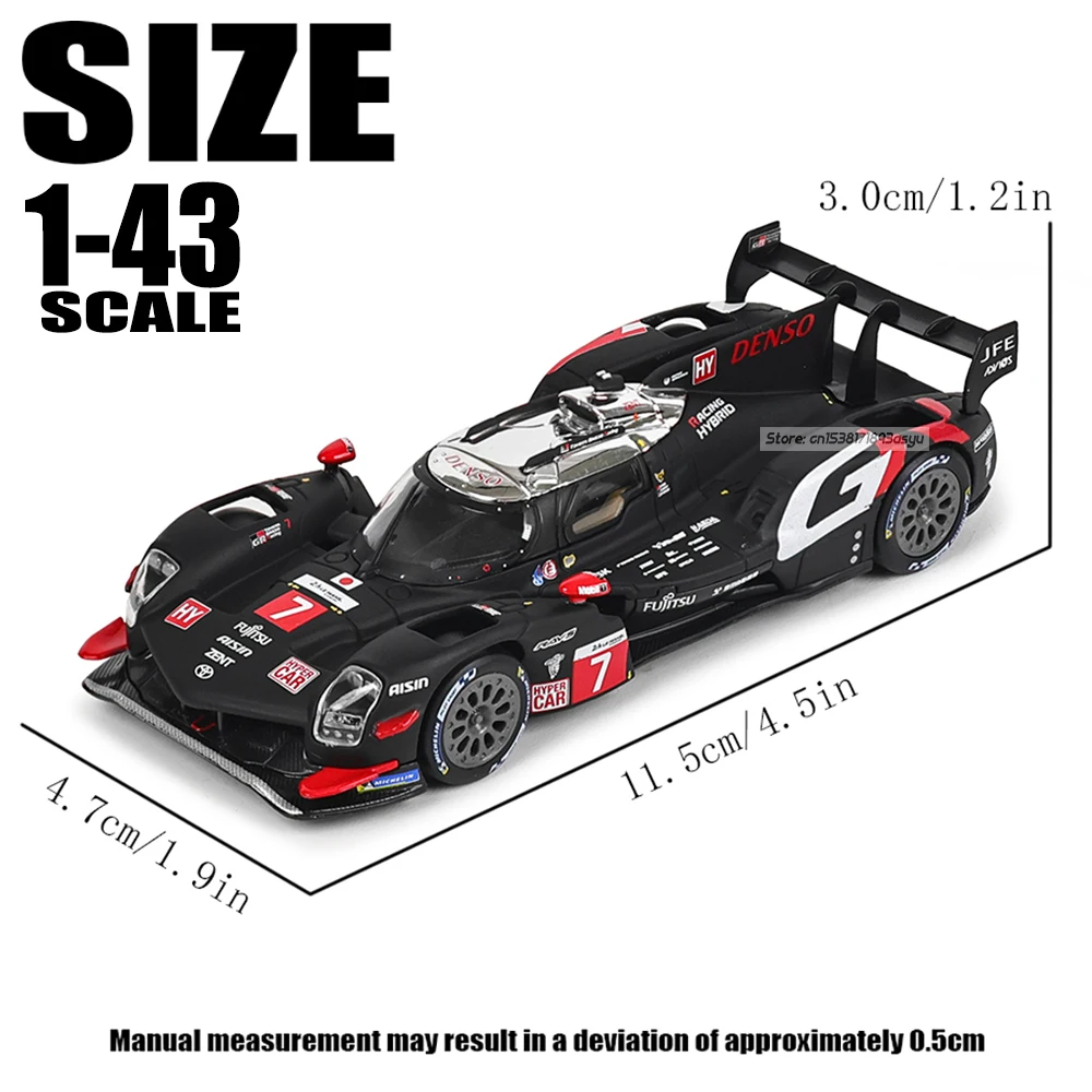 Bburago 1:43 Luxusfahrzeug aus Legierung, Druckguss-Automodell, Sammlerstück, Geschenk 2024 TOYOTA GR010 WEC LMH Hybrid mit Acryl-Staubschutzhaube
