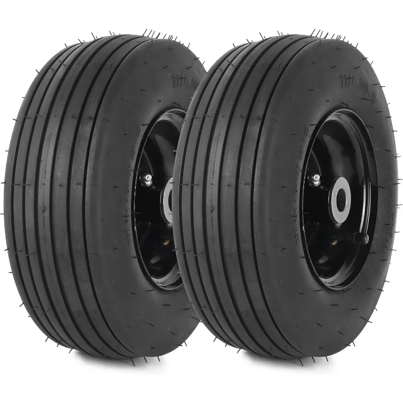 5 Tire and wheel assembly, 11x4-5 lawn mower tire (4-ply) and rim with inner tube