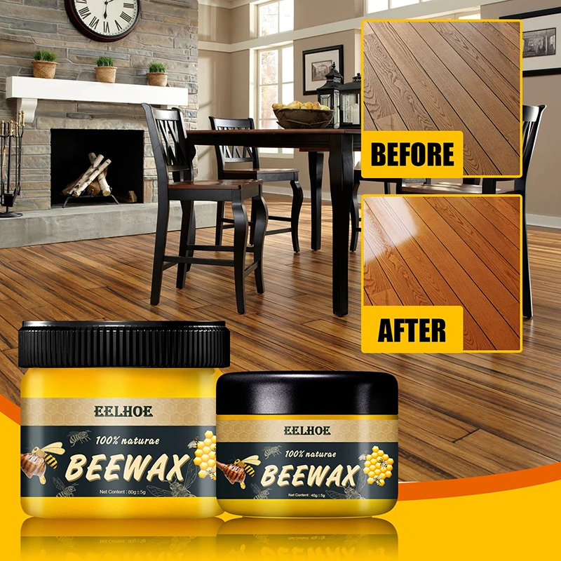 Cera de abeja Natural para el cuidado de la madera, pulidor de madera maciza para muebles, resistente al agua