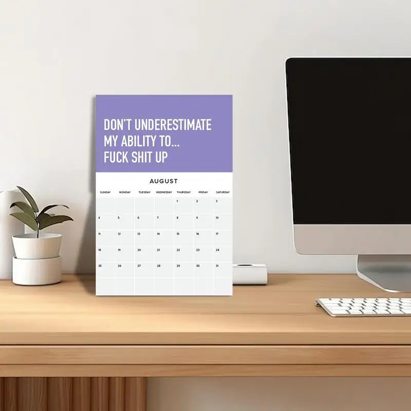 Calendario de pared mensual con espacio de escritura espacioso, planificador motivacional divertido, 2025, 2025