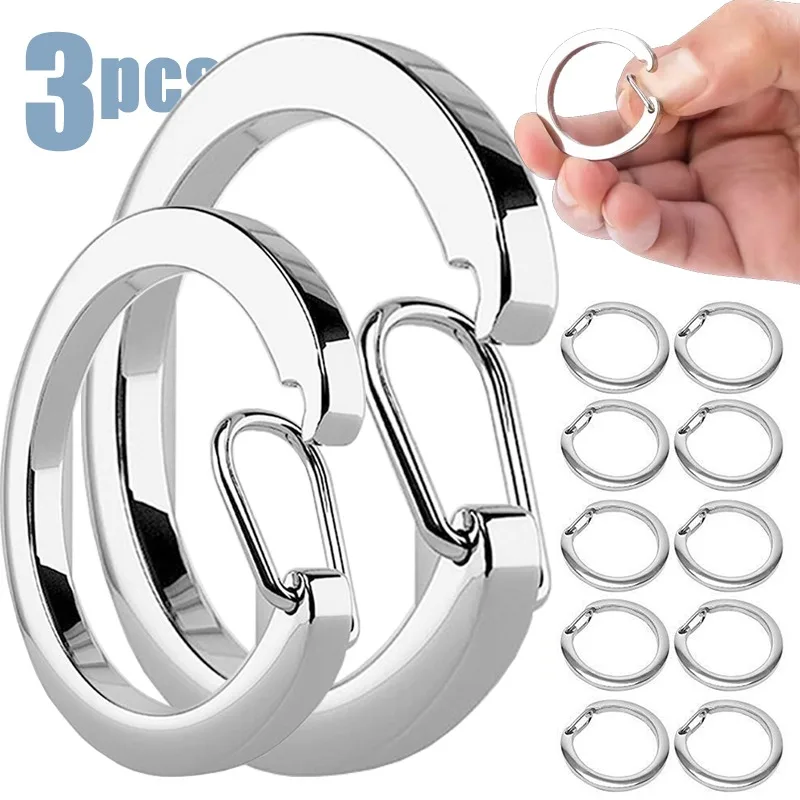 Metal O-shaped Ring Spring Clasps Openable Round Carabiner Keychain Bag Clips Hook Dog Chain Buckles Connector DIY Jewelry