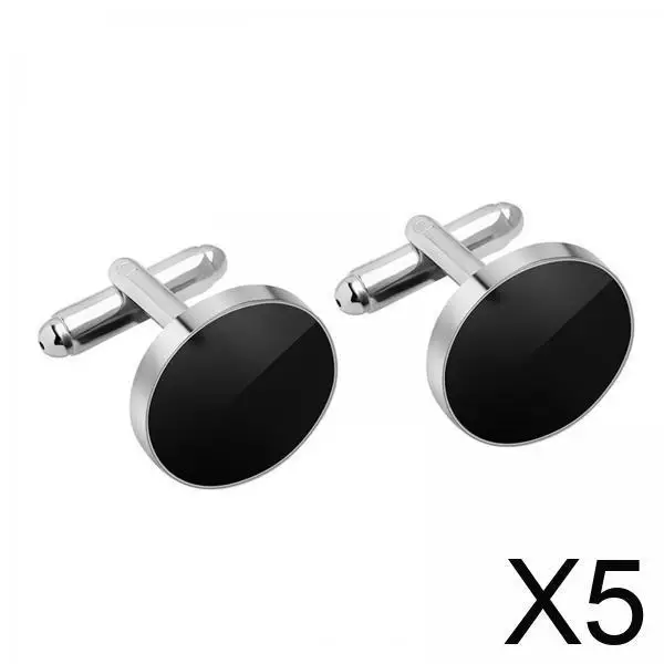 

Classic Black Silver Cufflinks and Studs Set for Men Copper Formal Shirt Accessories Wedding Business