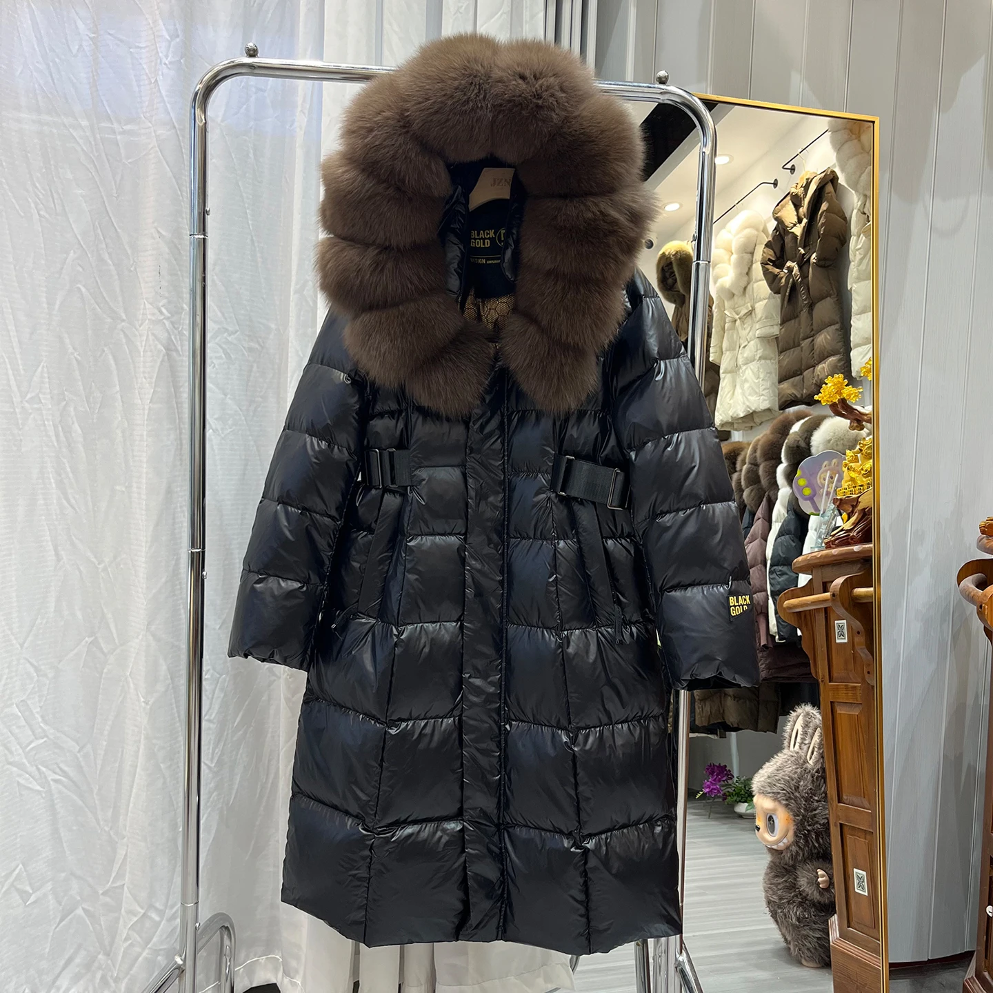 طويل طول الفراء طوق أسفل Jaet المرأة ثي الدافئة ملابس خارجية Tagkita الكورية Sle مستقيم قطع معطف الشتاء #1