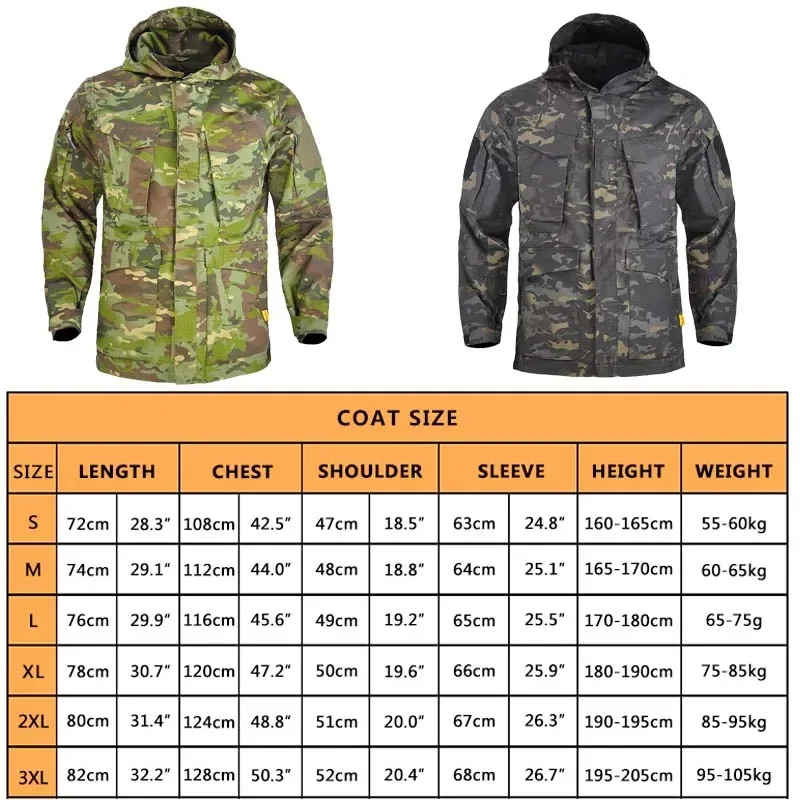 Chaquetas tácticas M65 cortavientos senderismo Airsoft Camping chaqueta ropa de caza Abrigo con capucha hombres chaquetas multibolsillos ropa de hombre