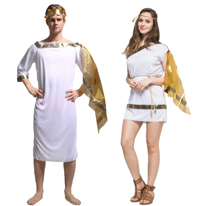 Umorden adult Grecian toga costume set men women Roman Greek God goddess costumes Halloween Purim party Mardi Gras fancy dress u