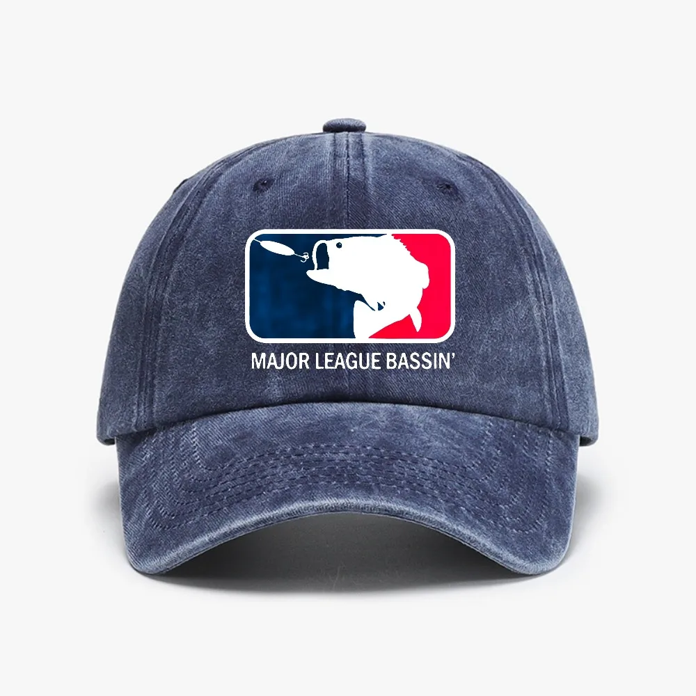 Bass Fishing Fish Bait Carp Angling Baseball Cap fashion casual Vintage Soft Top Hat Outdoor Adjustable Sunscreen  Denim hats